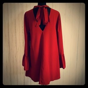 NWOT Lulus Back Bow Burgundy Dress